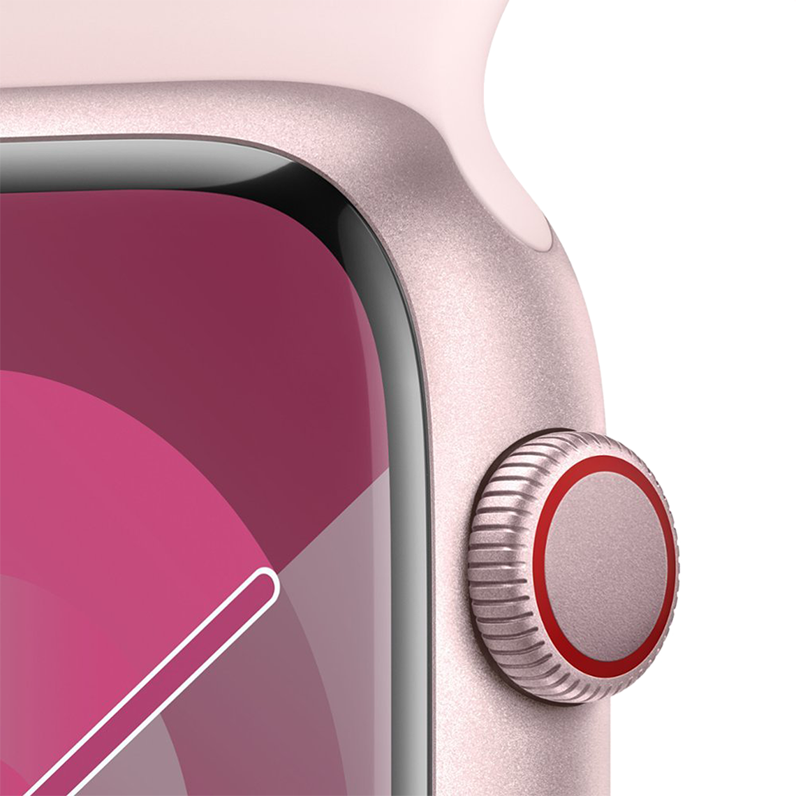 Apple Watch Series 9 45mm GPS + Cellular - Pink w/ S/M Light Pink Sports Band, Grade A