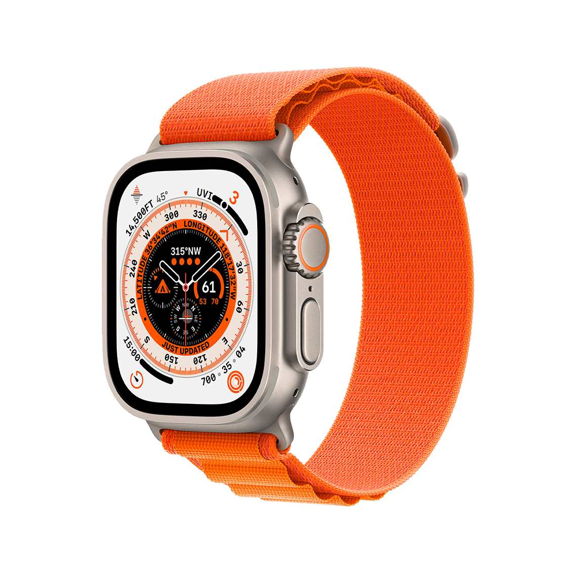 Apple Watch Ultra 49mm GPS + Cellular - Titanium - Medium Orange Alpine Loop, Open Box