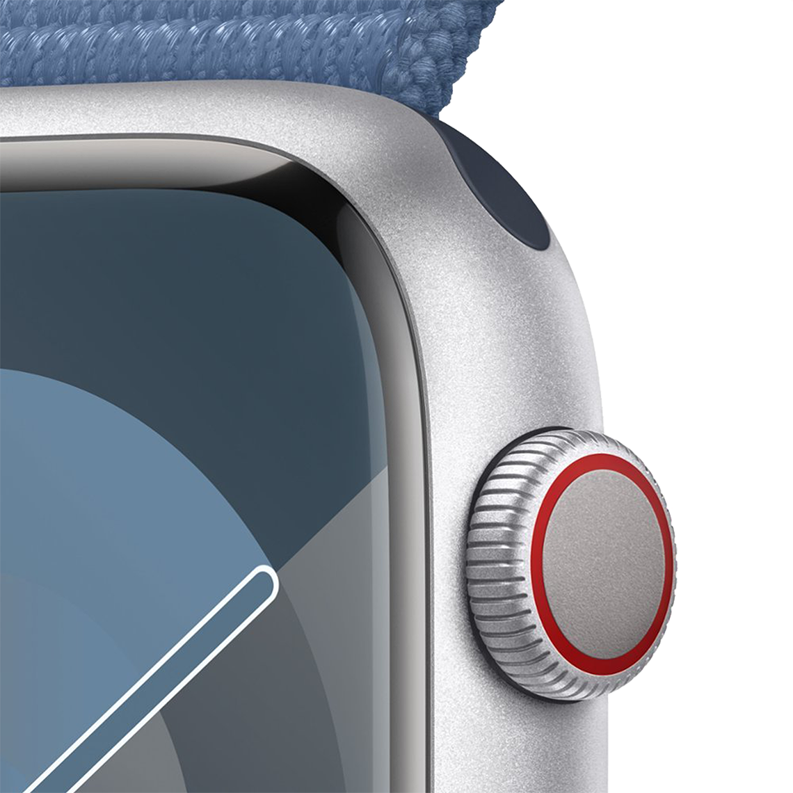 Apple Watch Series 9 45mm GPS + Cellular - Silver w/ Winter Blue Sport Loop, Grade B