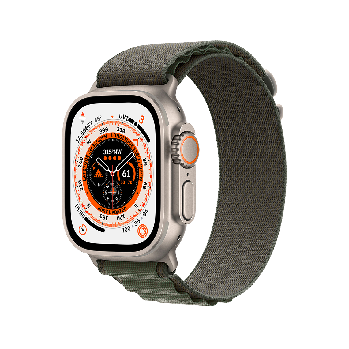 Apple Watch Ultra 49mm GPS + Cellular - Titanium - Medium Green Alpine Loop, Open Box