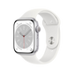 Apple Watch Series 8 45mm GPS - Silver w/ S/M White Sports Band, Grade B
