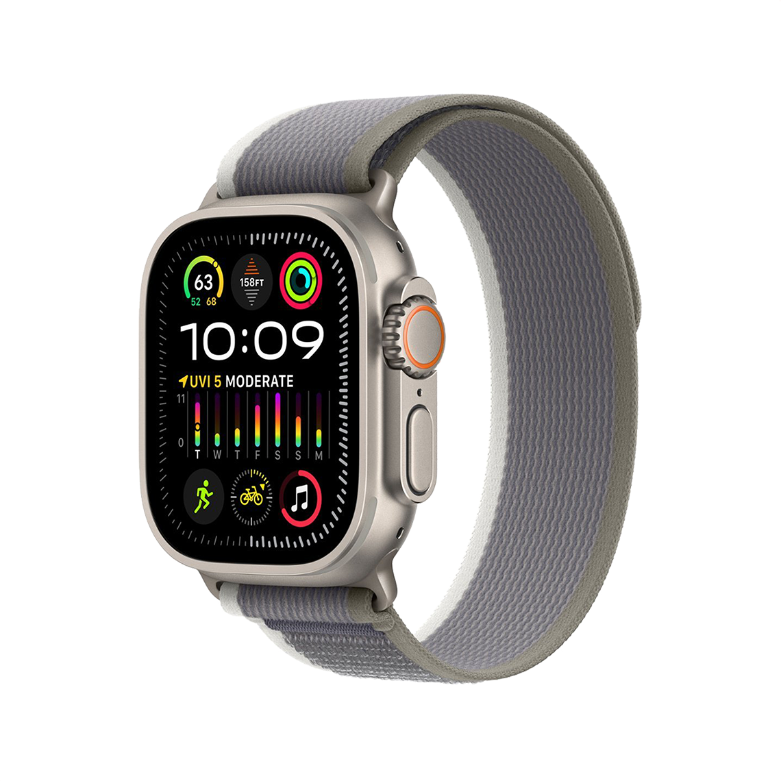 Apple Watch Ultra 2 49mm GPS + Cellular - Titanium - S/M Green/Gray Trail Loop, Grade B