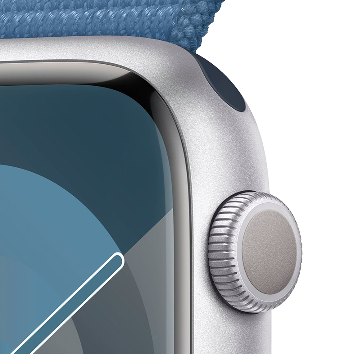 Apple Watch Series 9 45mm GPS - Silver w/ Winter Blue Sport Loop, Grade A
