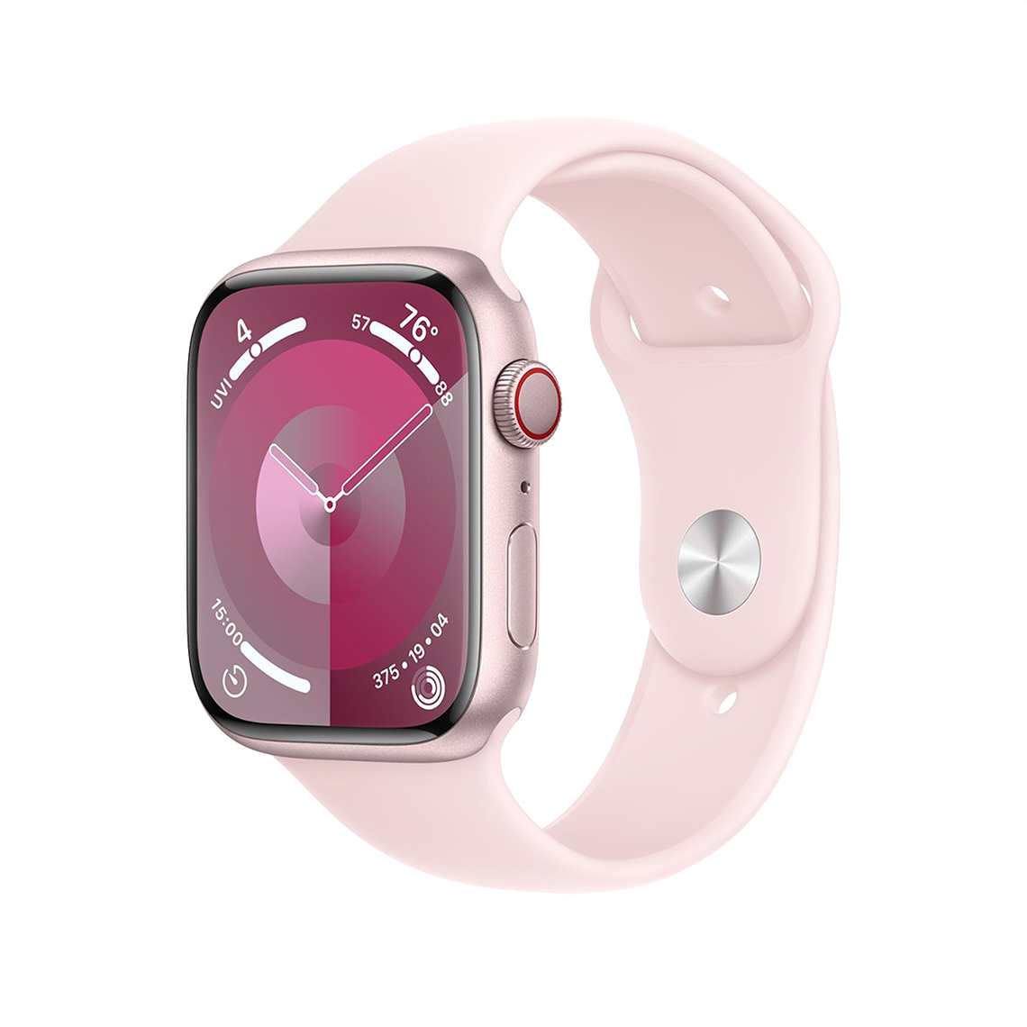 Apple Watch Series 9 41mm GPS + Cellular - Pink w/ S/M Light Pink Sports Band, Open Box