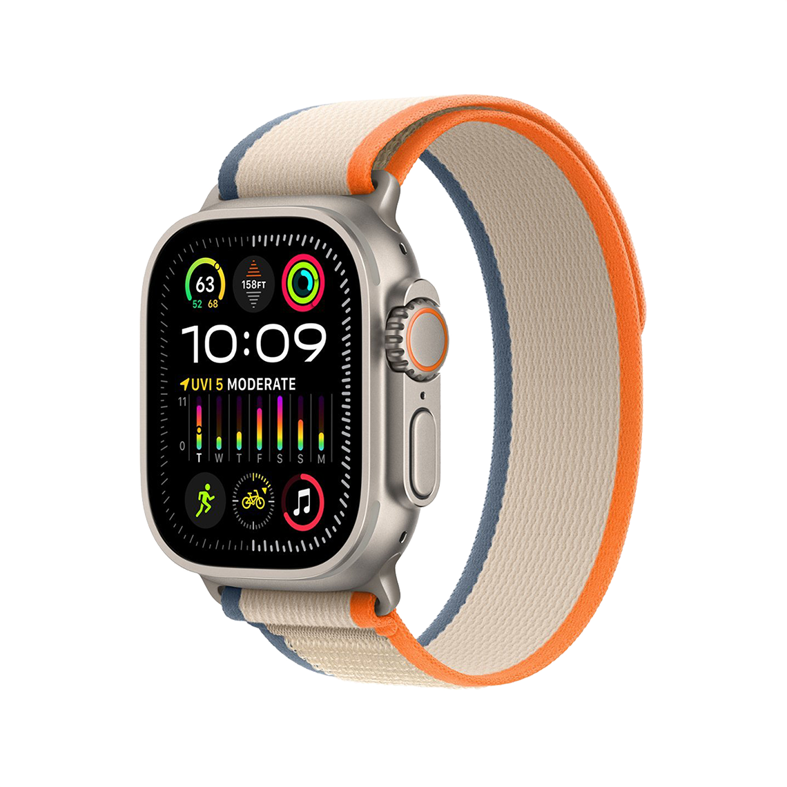 Apple Watch Ultra 2 49mm GPS + Cellular - Titanium - M/L Orange/Beige Trail Loop, Grade B